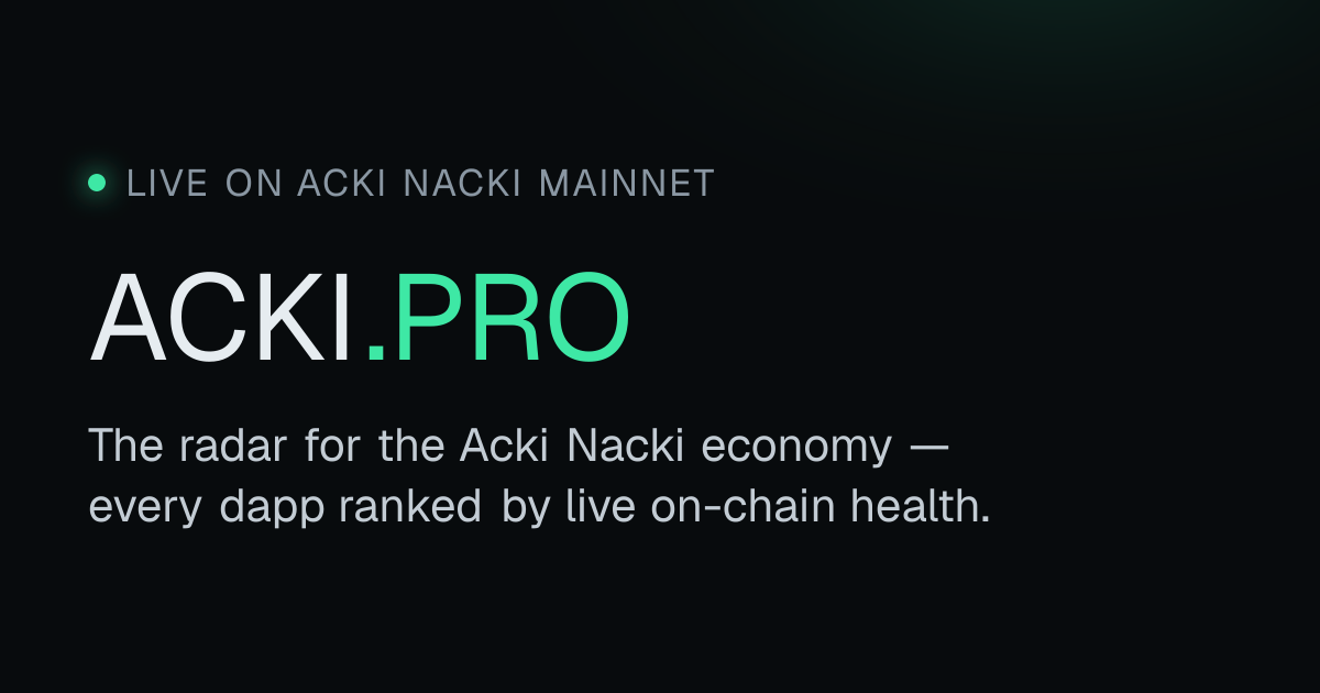 ACKI.PRO — Live Radar for the Acki Nacki Ecosystem | TPS, Dapps ...
